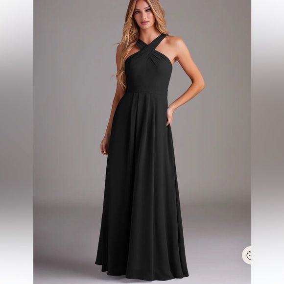 Azazie Black Halter Gown for Weddings - Picture 1 of 3